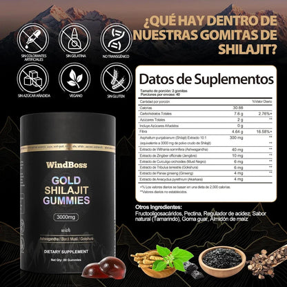 WINDBOSS GOLD SHILAJIT GUMMIES DEL HIMALAYA EN GOMINOLAS