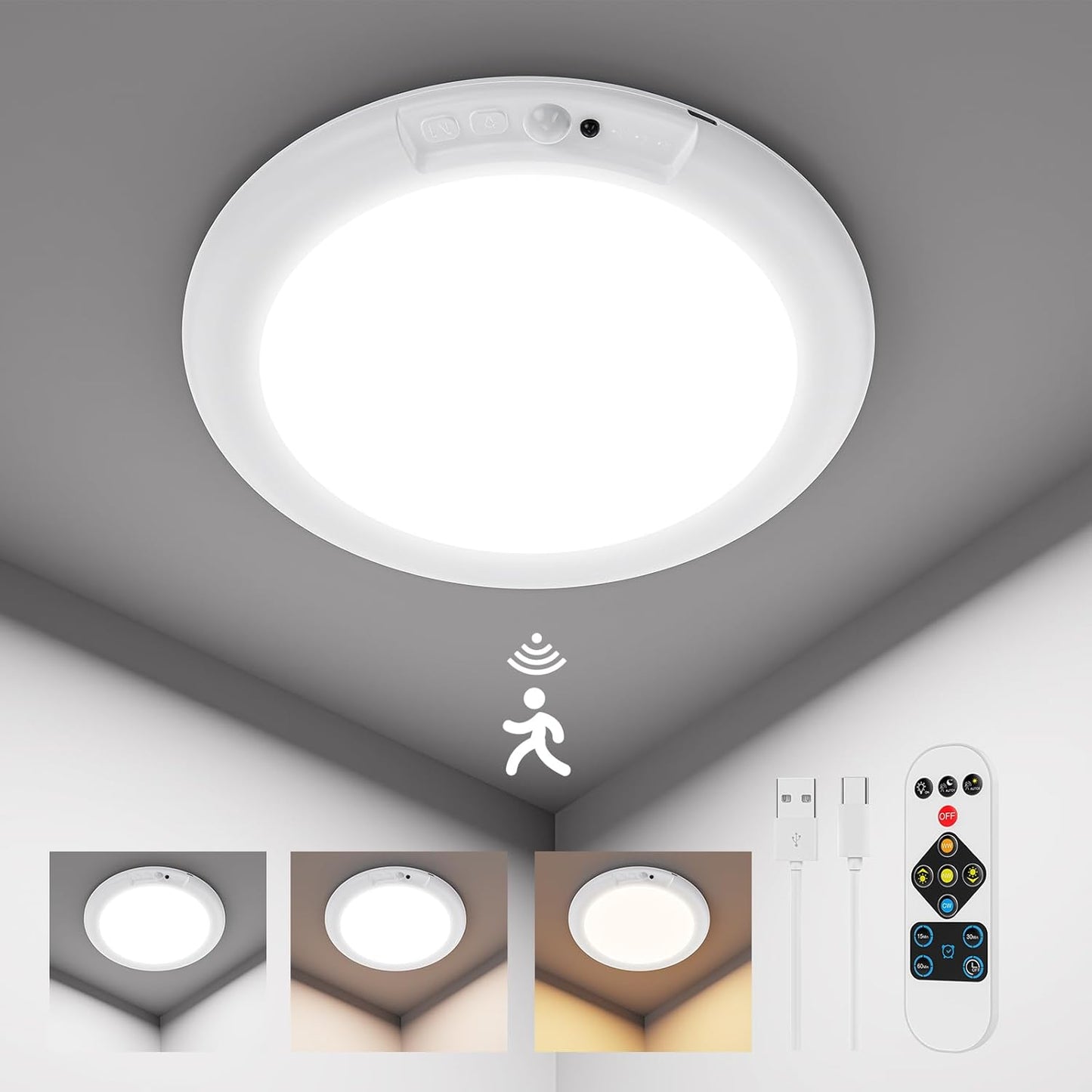 LUZ INALAMBRICA RECARCABLE - CON SENSOR DE MOVIMIENTO (PACK X 4 UND)