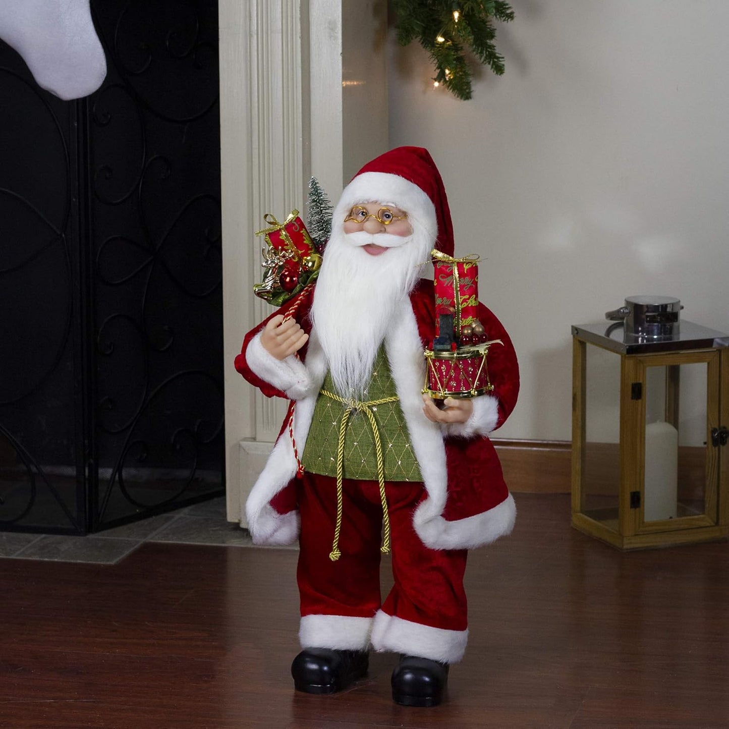 FIGURA NAVIDEÑA DE SANTA DE 90CM  CON REGALOS